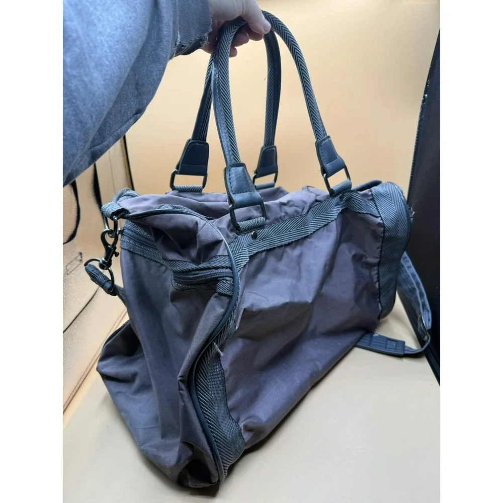 Vintage 80s Atlantic Seahorse Carry On Duffel Bag Grey Retro Travel Weekender